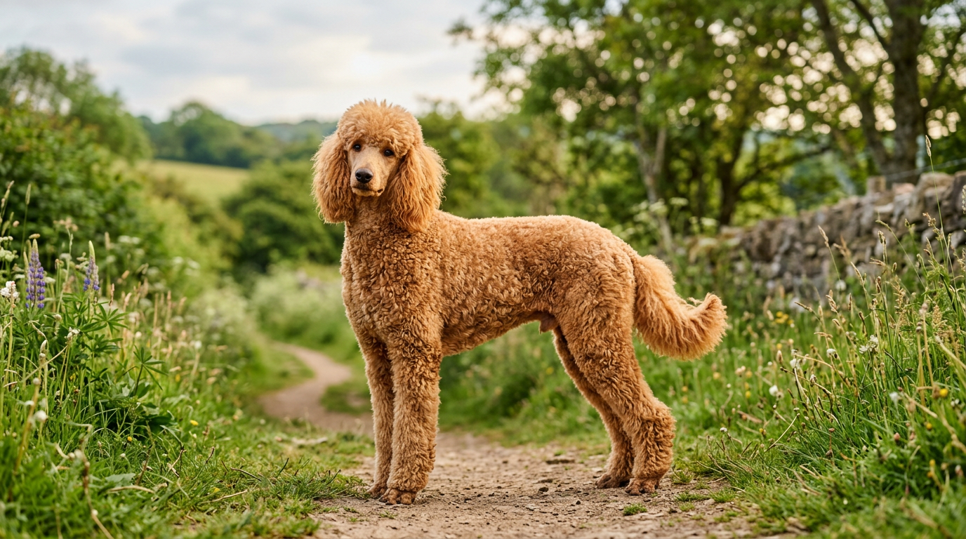 Well-groomed Standard Poodle outdoors
